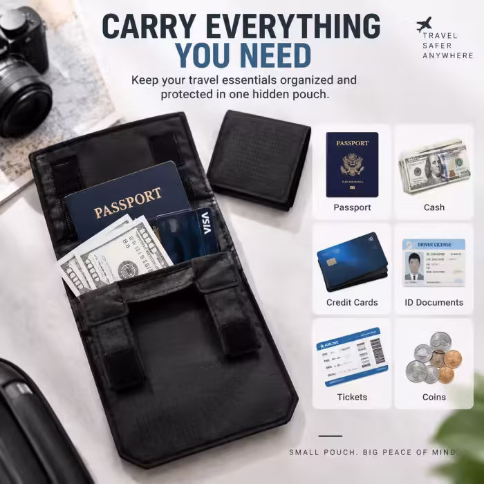 🔒 DISCREET TRAVEL ESSENTIAL | Hidden Belt Pouch – Under-Clothing Passport, Cash & Card Organizer