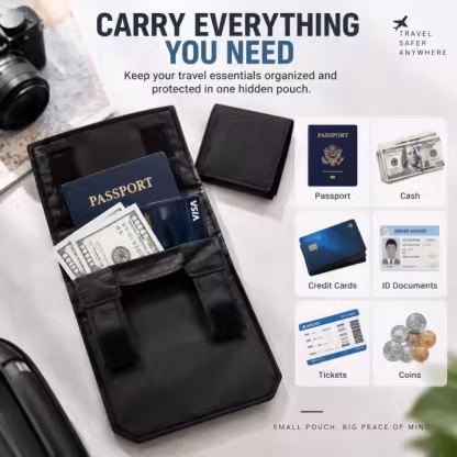 🔒 DISCREET TRAVEL ESSENTIAL | Hidden Belt Pouch – Under-Clothing Passport, Cash & Card Organizer