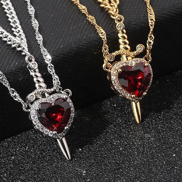 🏆Flash Sale⚡50K+ SOLD! 🖤Gothic Heart & Sword Necklace  