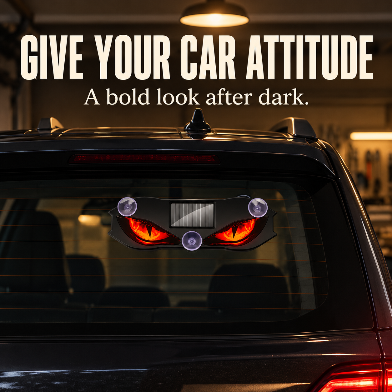 🚗🔆 Solar LED Devil Eyes Car Window Light with USB-C Charging 😈