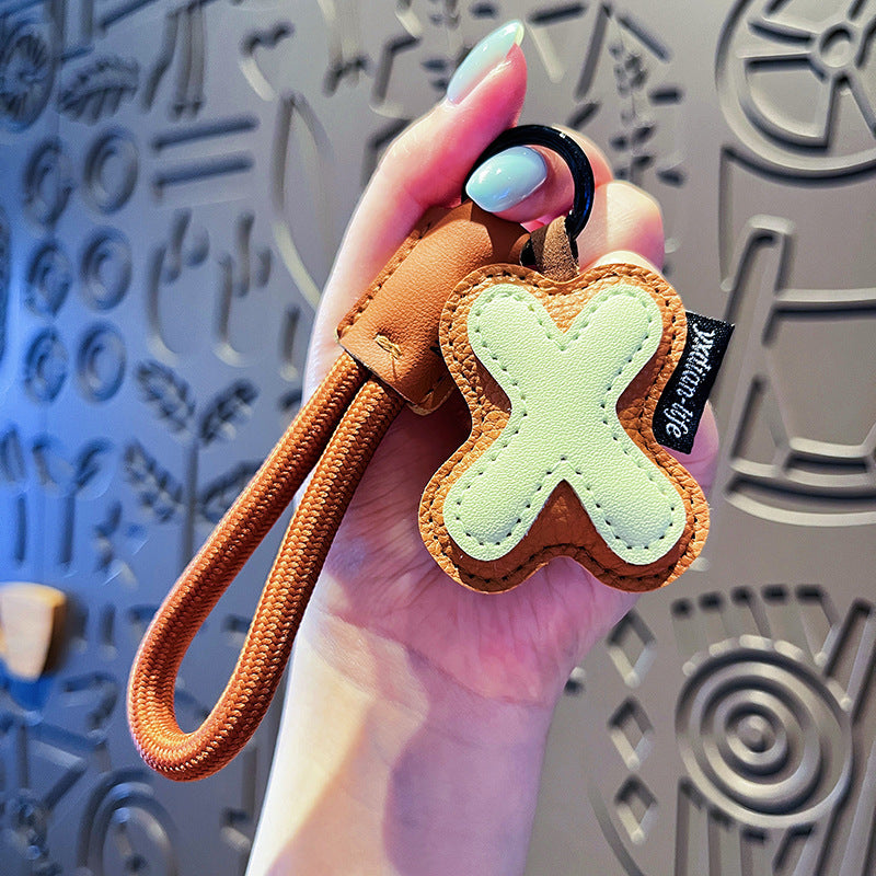 Creative Cartoon Leather 26 Letters Keychain