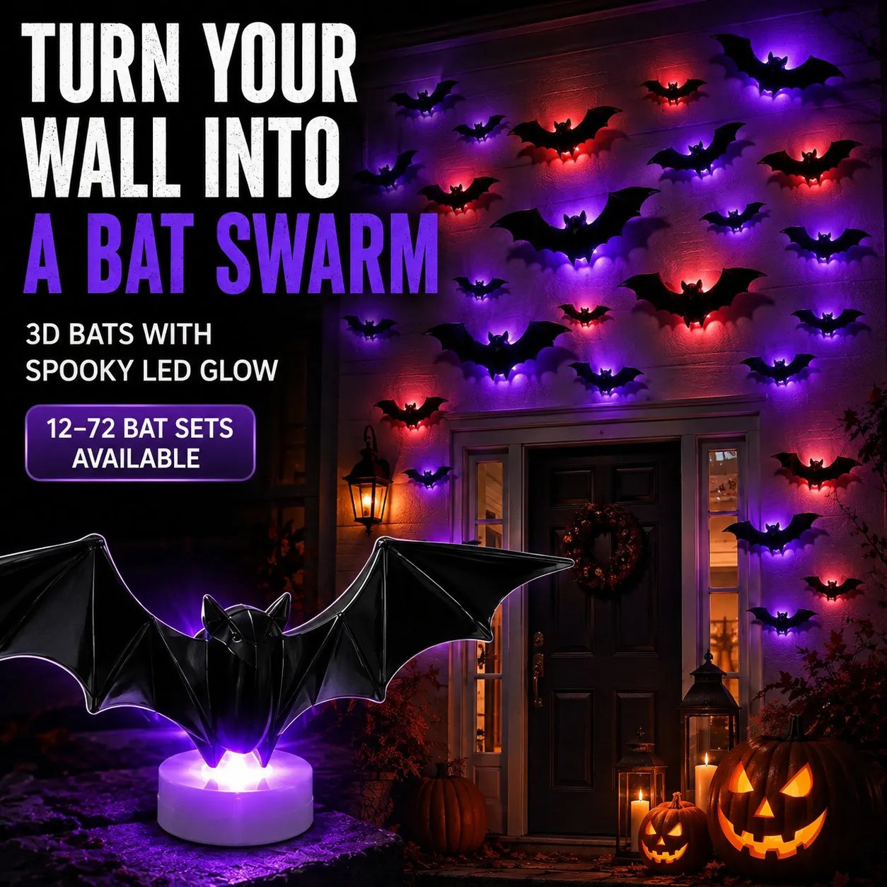 🎃Halloween Sale  45% OFF - 🦇3D Glowing Purple Bat Wall Decals