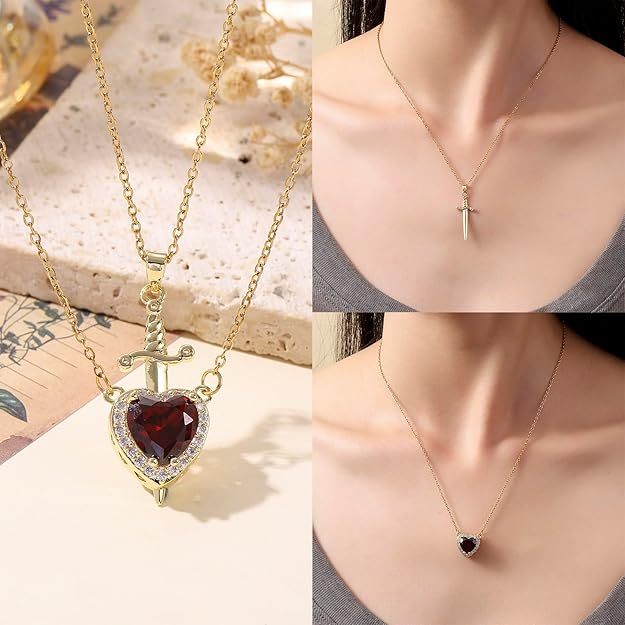 🏆Flash Sale⚡50K+ SOLD! 🖤Gothic Heart & Sword Necklace  