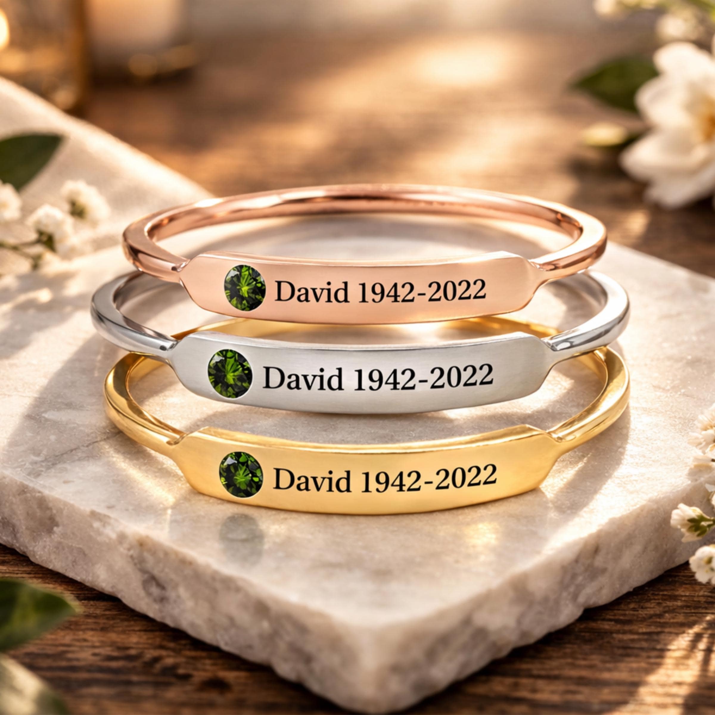 Personalized Birthstone Name Memorial Ring