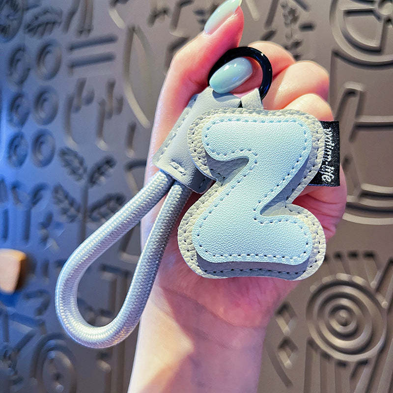 Creative Cartoon Leather 26 Letters Keychain