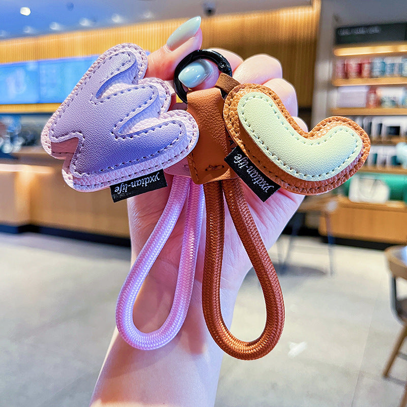 Creative Cartoon Leather 26 Letters Keychain