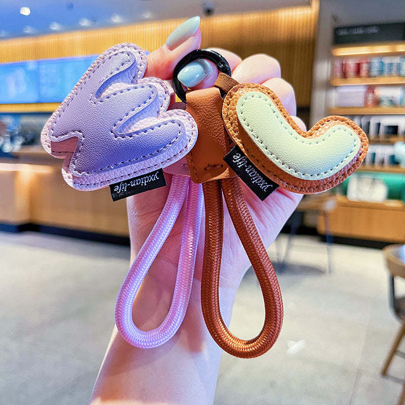 Creative Cartoon Leather 26 Letters Keychain