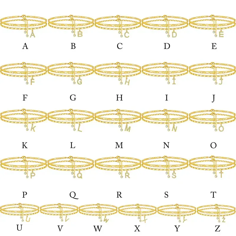 【LAST DAY 48% OFF】2 Pack - Initial Letter Pendant Anklets Set