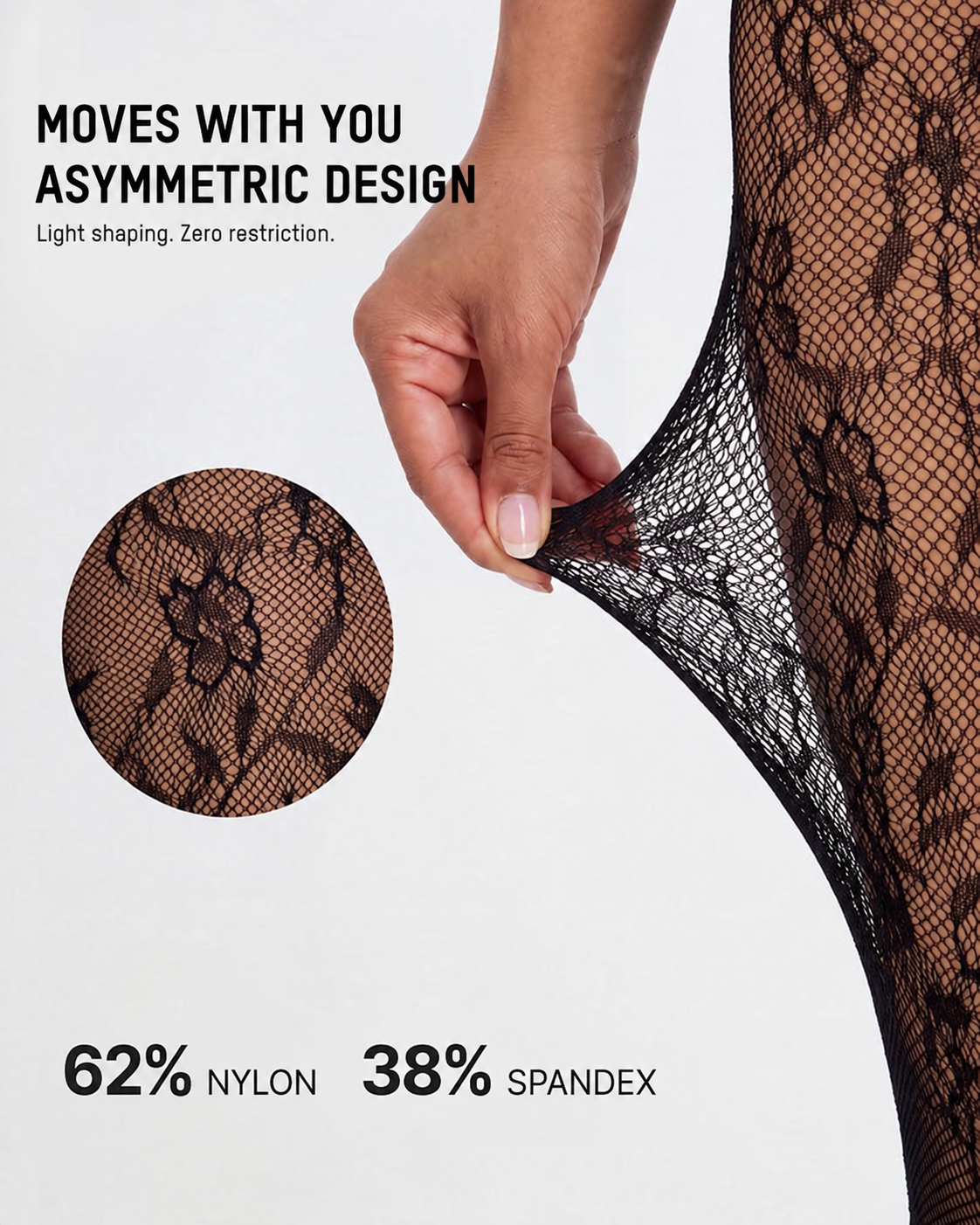 High-Waisted Floral Lace Shaping Tights