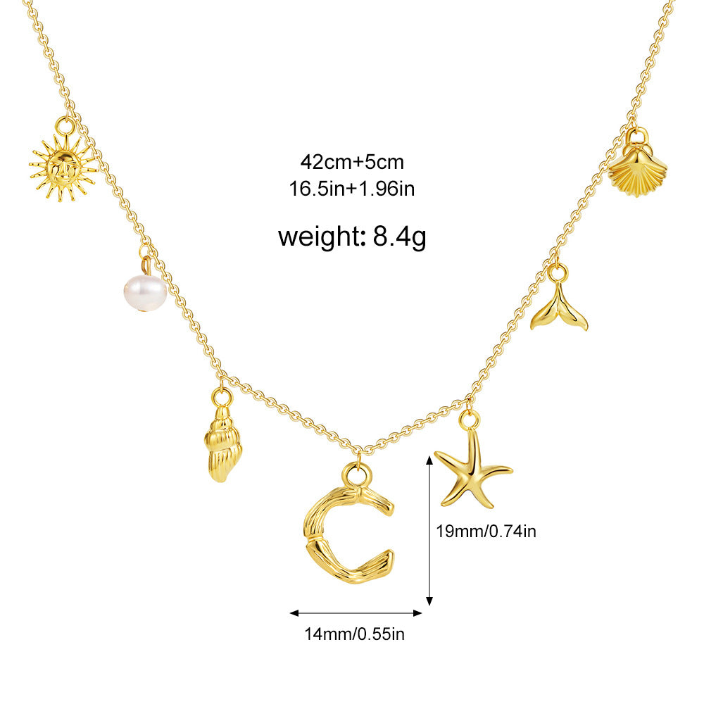 ✨Last Day Promotion 49% OFF -🌊Shell Starfish Initial Letter Pendant Necklaces