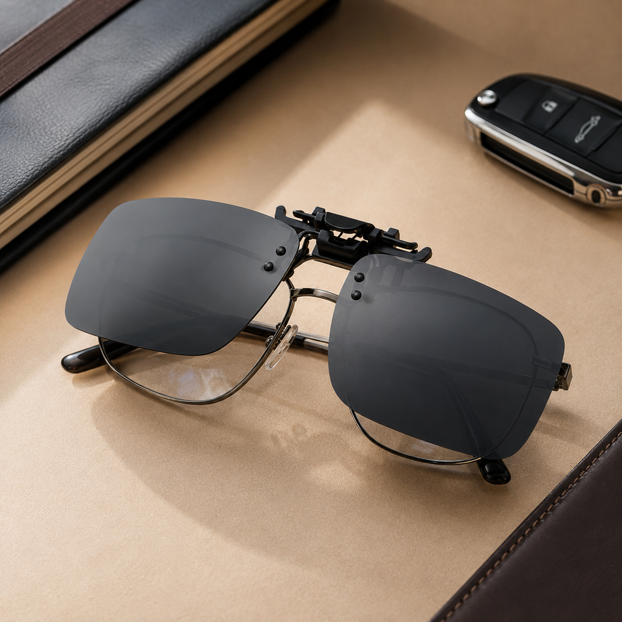 polarized clip-on sunglass lens