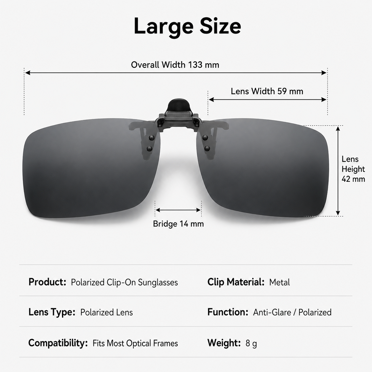 polarized clip-on sunglass lens