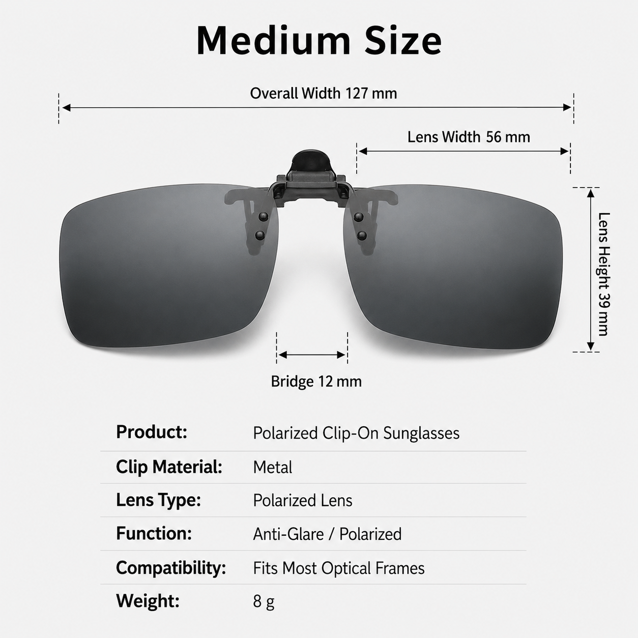 polarized clip-on sunglass lens