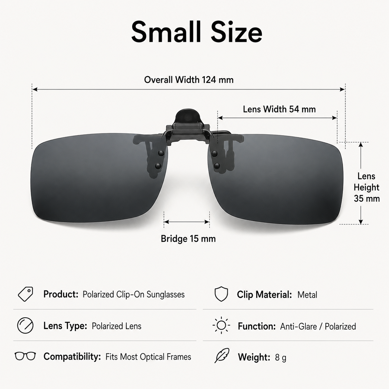 polarized clip-on sunglass lens