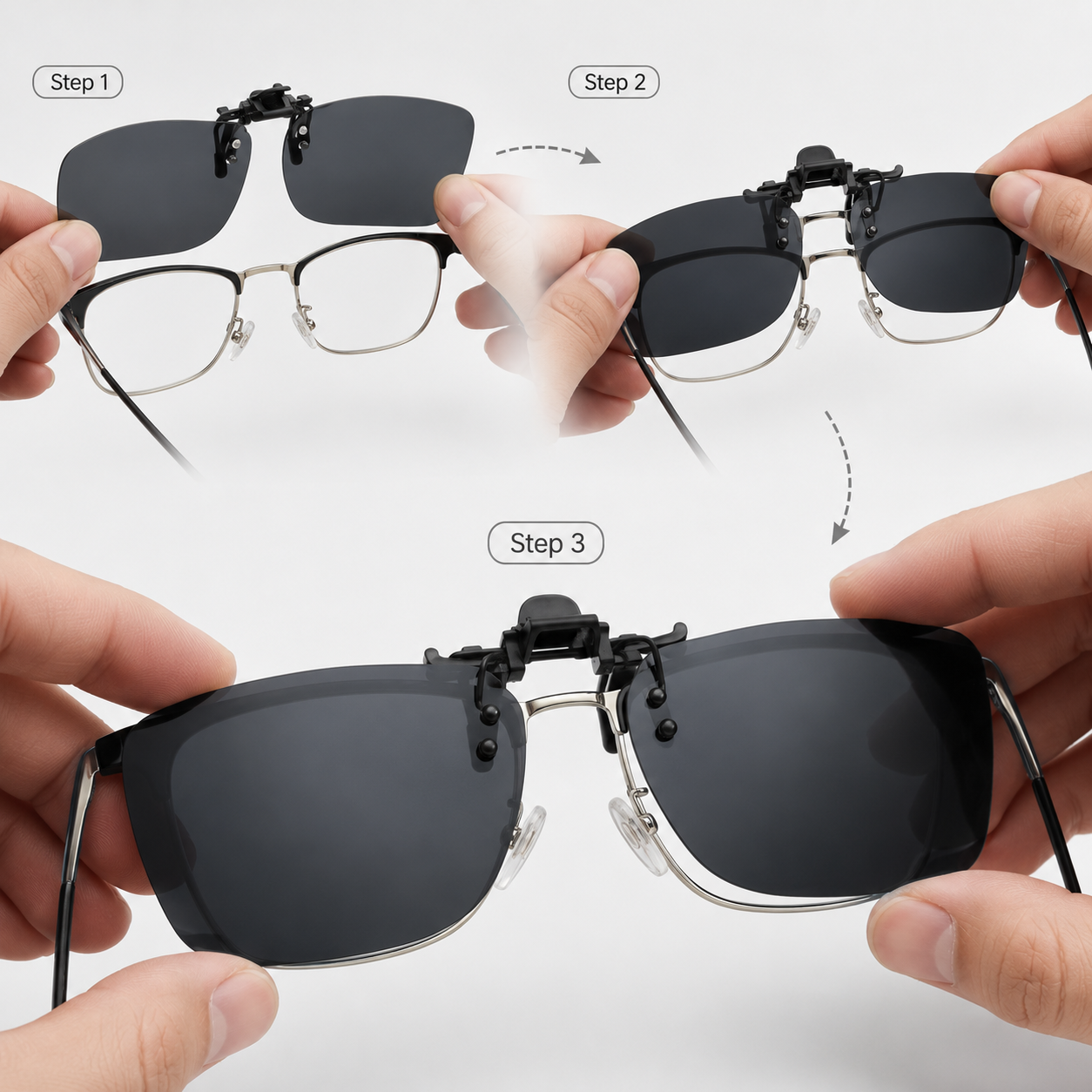 polarized clip-on sunglass lens