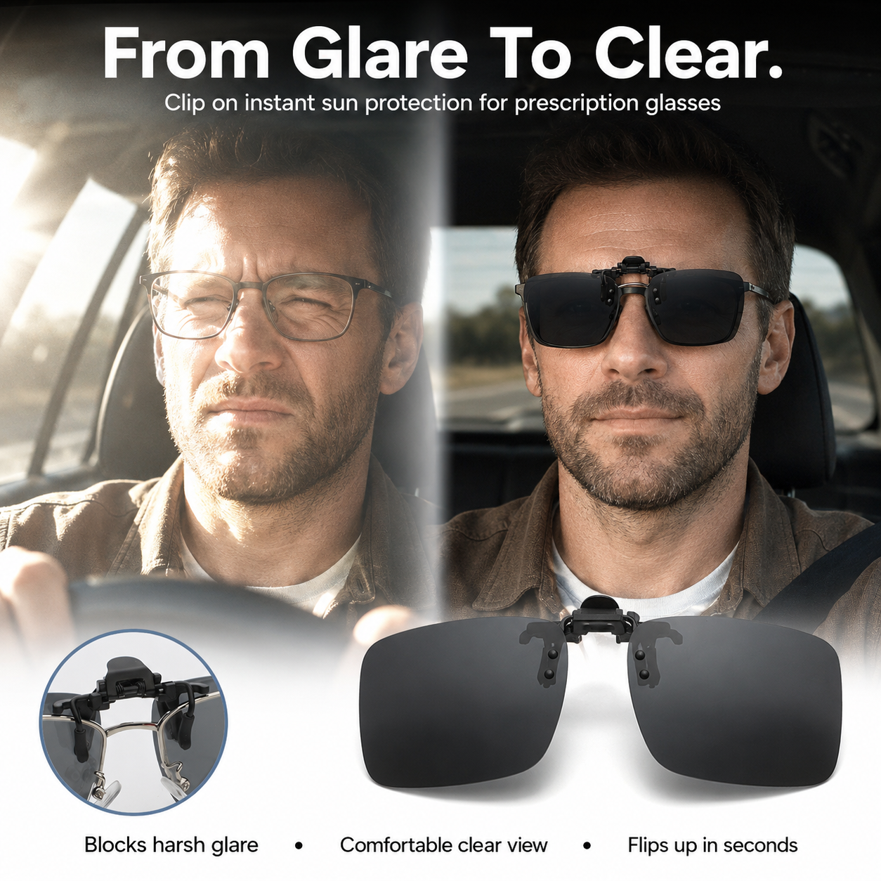 polarized clip-on sunglass lens