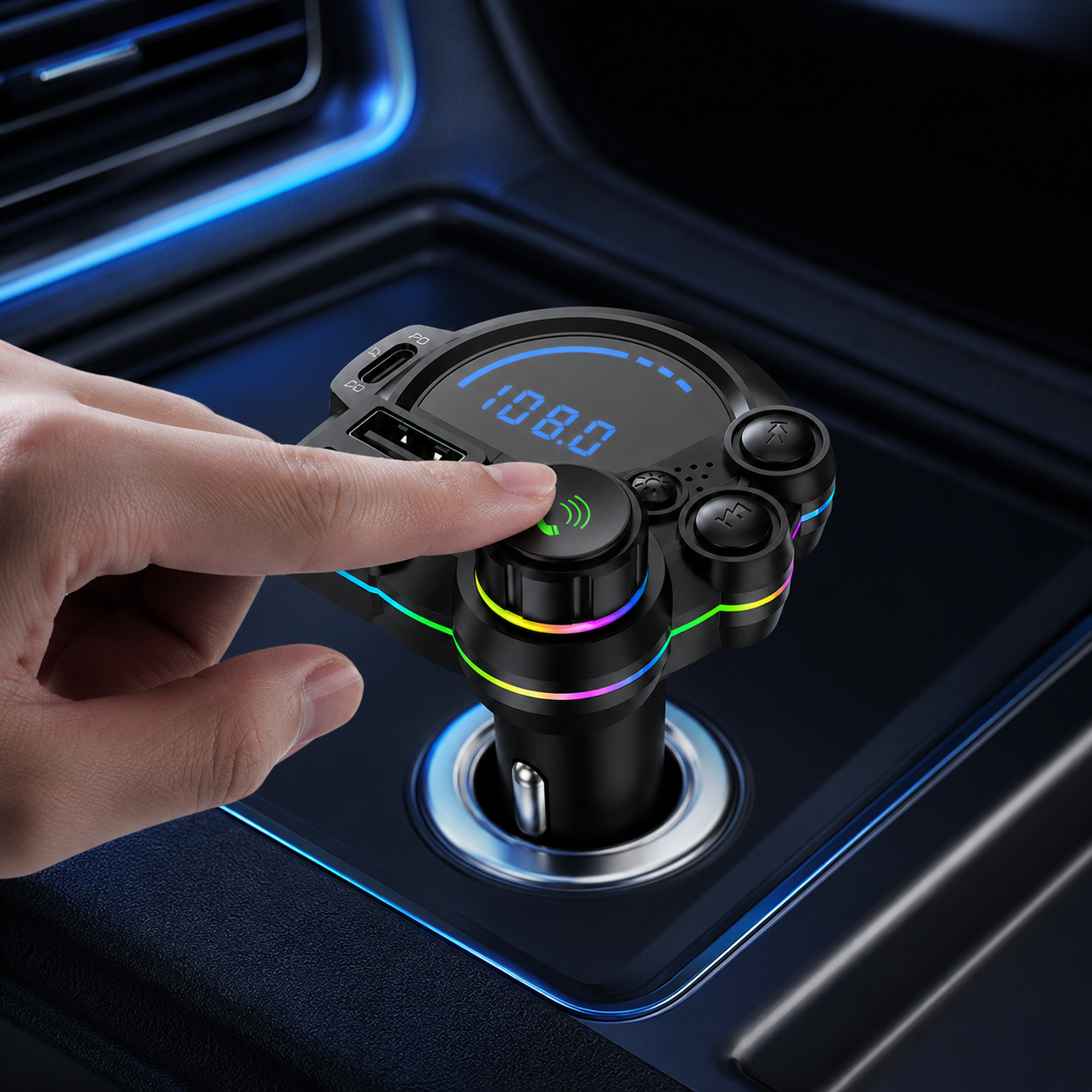 20W USB-C Bluetooth 5.3 FM Transmitter Car Charger