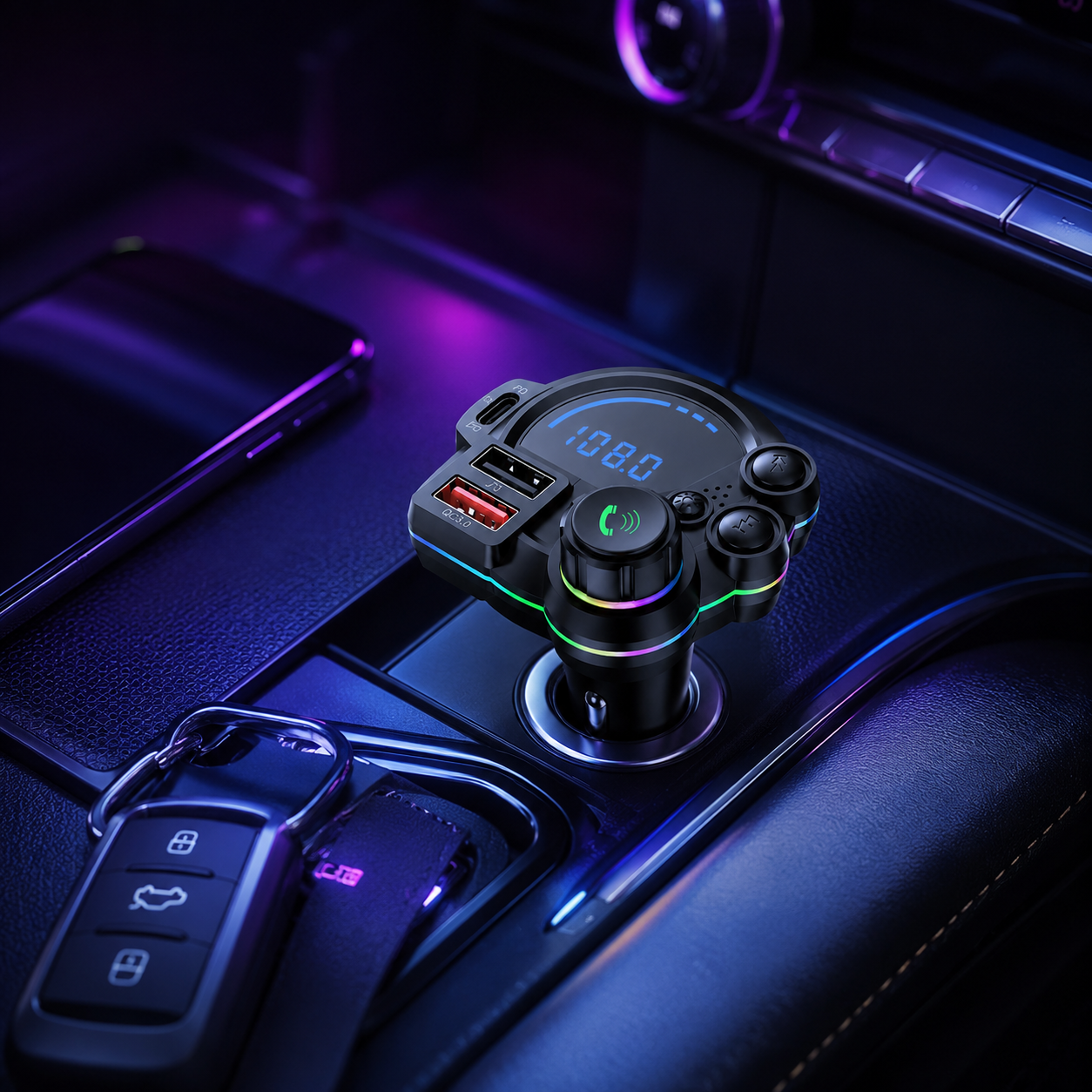 20W USB-C Bluetooth 5.3 FM Transmitter Car Charger