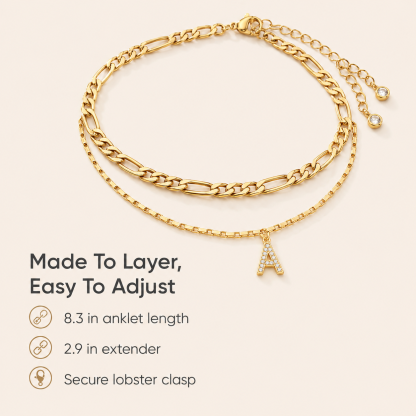 【LAST DAY 48% OFF】2 Pack - Initial Letter Pendant Anklets Set