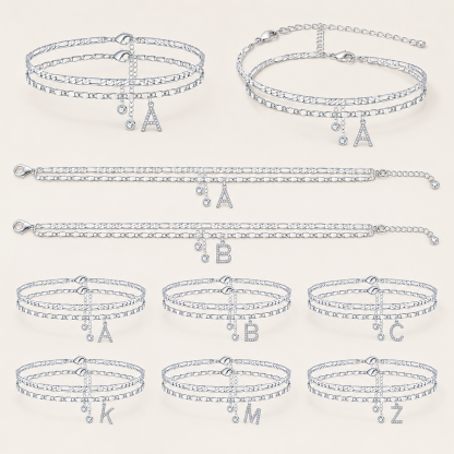 【LAST DAY 48% OFF】2 Pack - Initial Letter Pendant Anklets Set