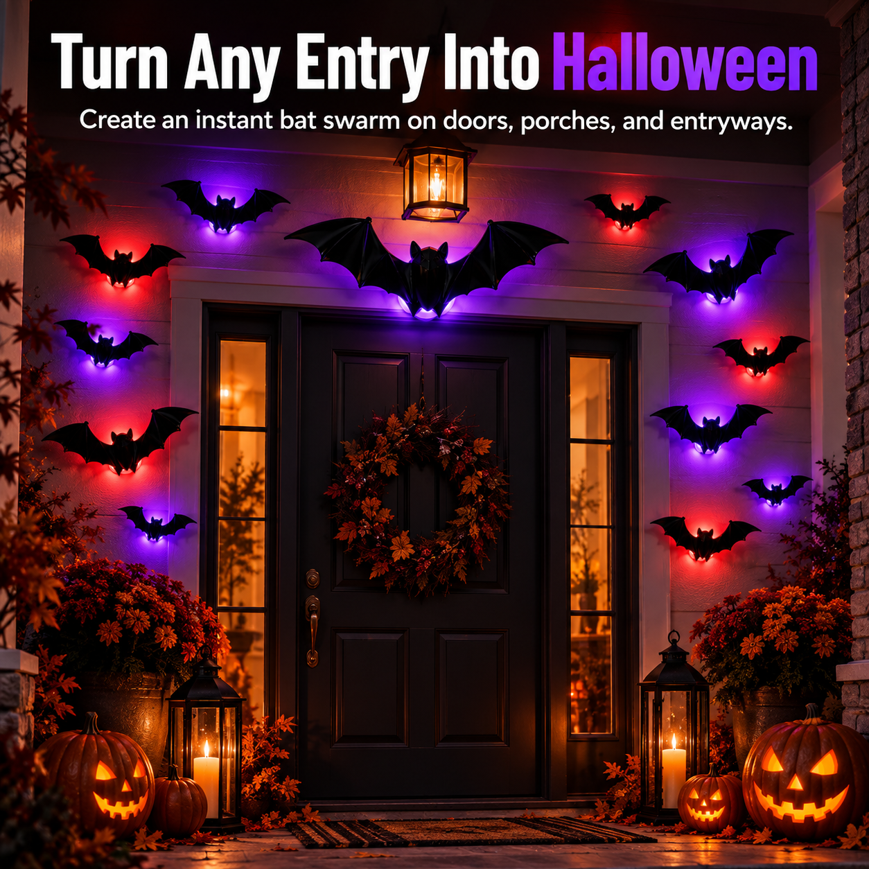 Mixed-size Halloween bat wall display