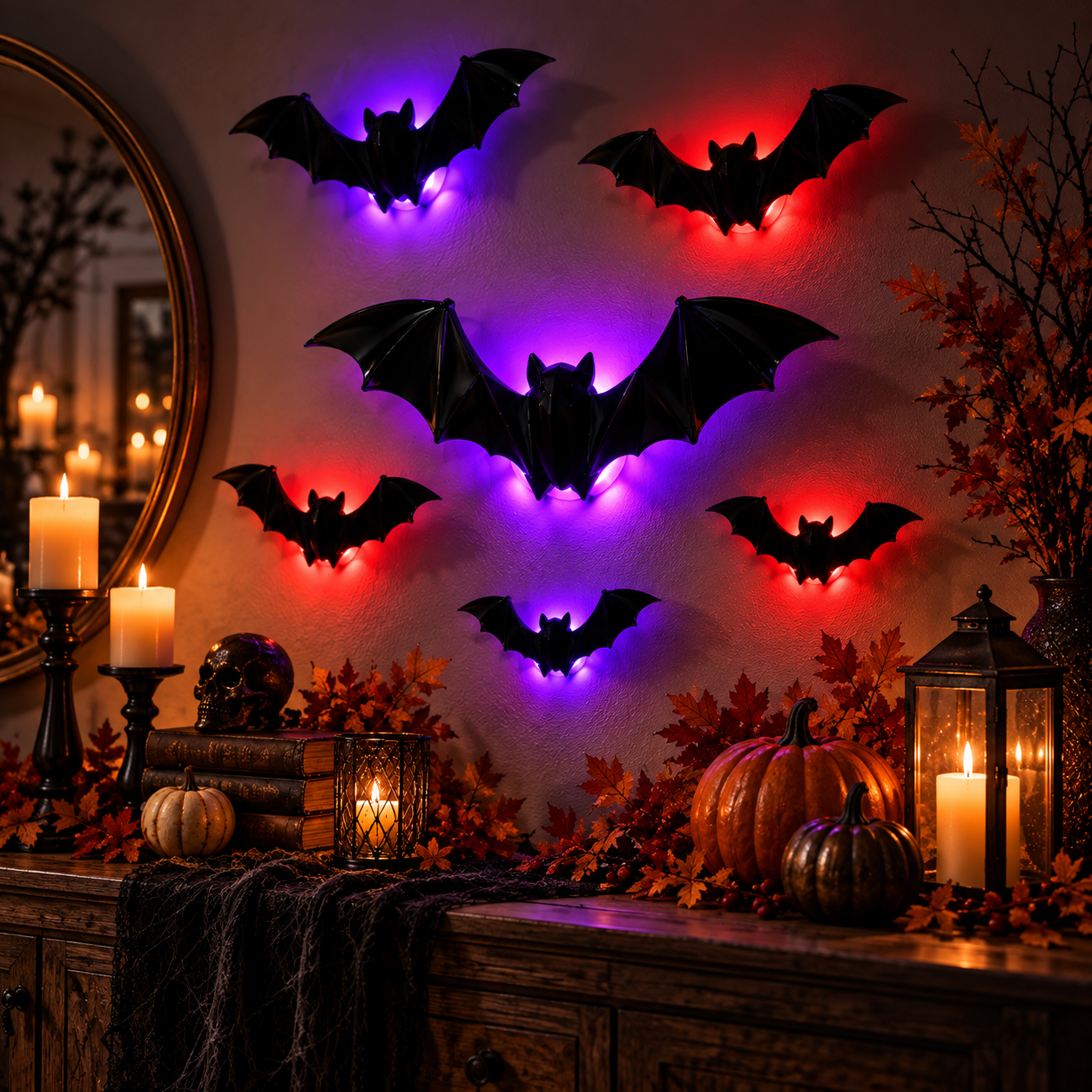 Halloween glowing bat party backdrop
