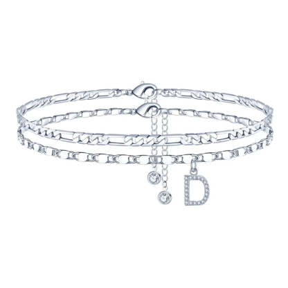 【2 Pack】 - Initial Letter Pendant Anklets Set
