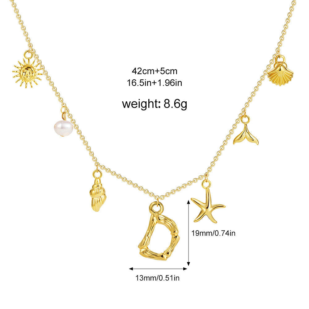 ✨Last Day Promotion 49% OFF -🌊Shell Starfish Initial Letter Pendant Necklaces