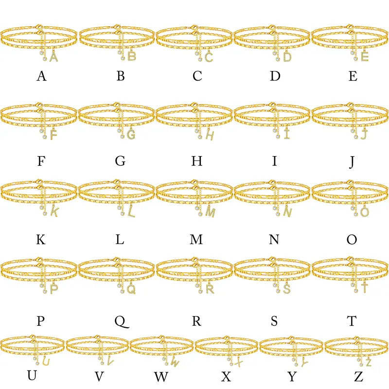 【LAST DAY 48% OFF】2 Pack - Initial Letter Pendant Anklets Set