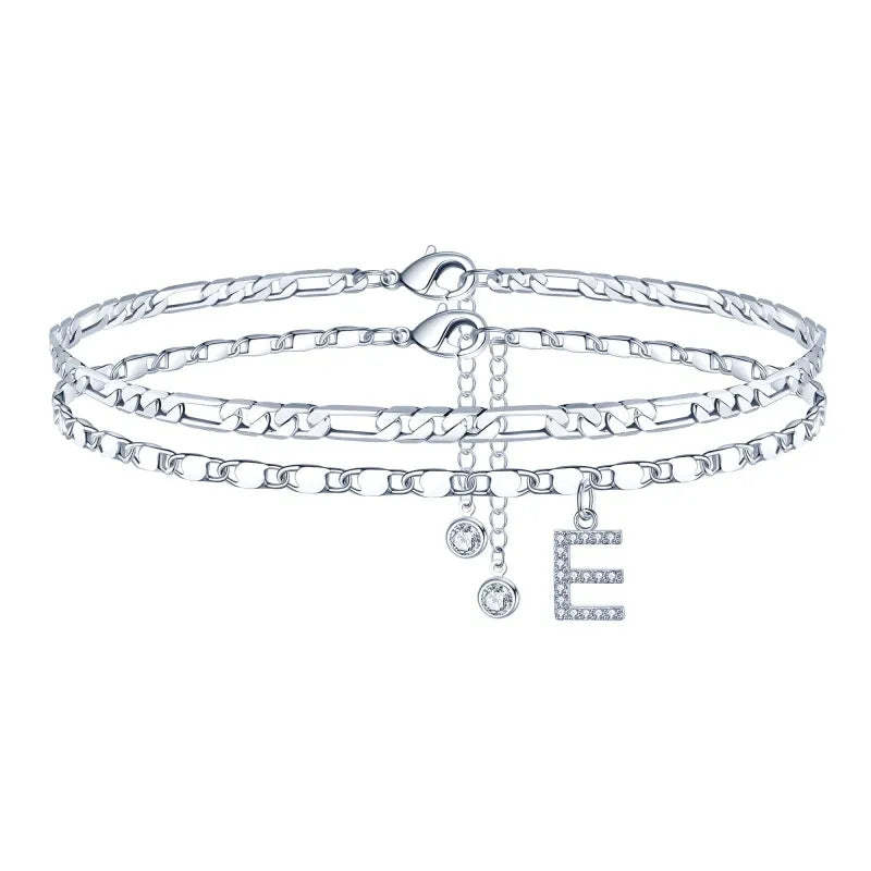【2 Pack】 - Initial Letter Pendant Anklets Set