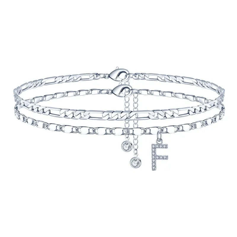 【2 Pack】 - Initial Letter Pendant Anklets Set