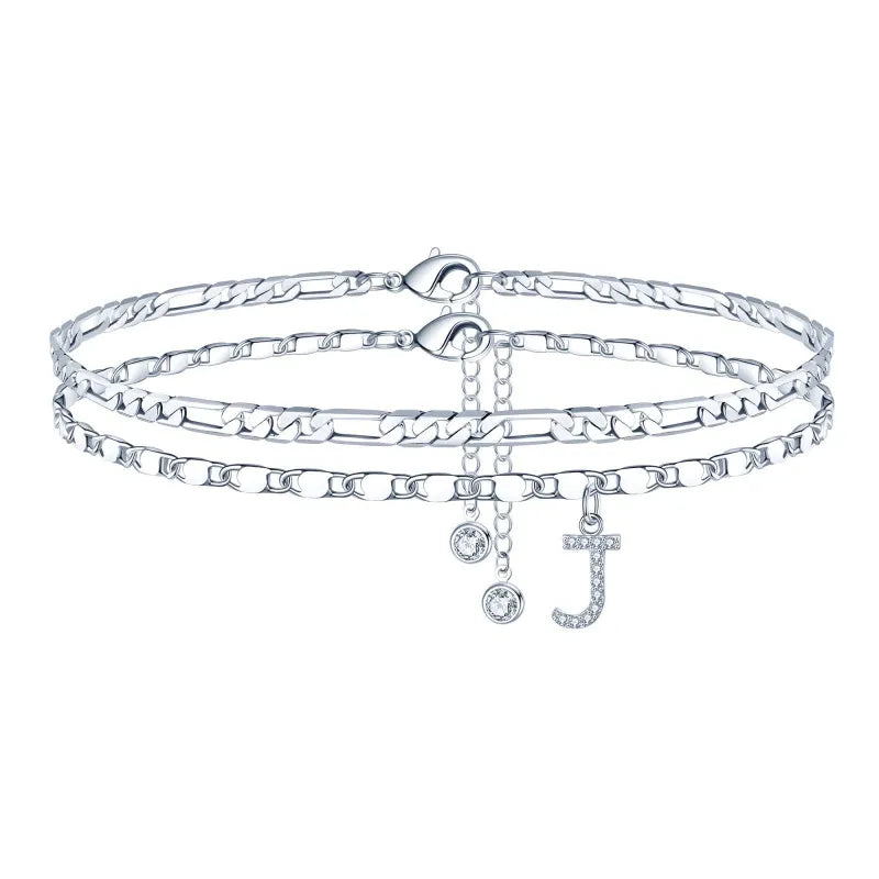 【2 Pack】 - Initial Letter Pendant Anklets Set