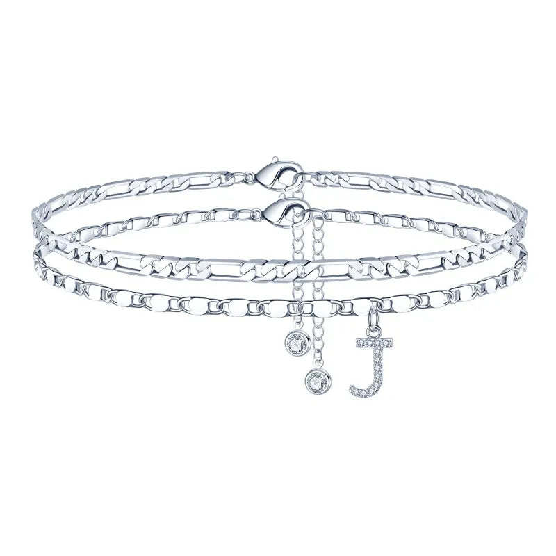 【2 Pack】 - Initial Letter Pendant Anklets Set