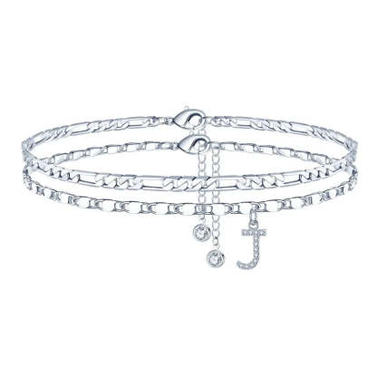 【2 Pack】 - Initial Letter Pendant Anklets Set