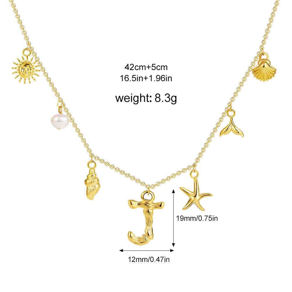 ✨Last Day Promotion 49% OFF -🌊Shell Starfish Initial Letter Pendant Necklaces