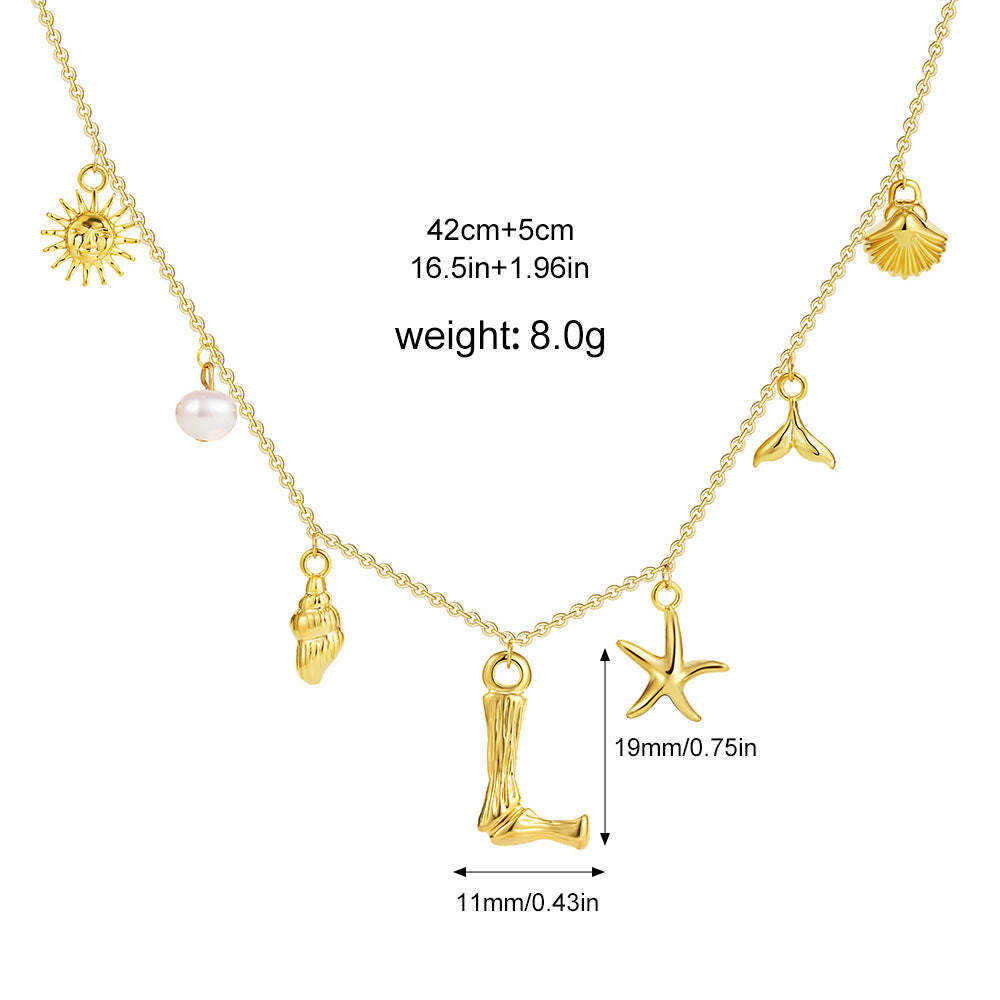 ✨Last Day Promotion 49% OFF -🌊Shell Starfish Initial Letter Pendant Necklaces