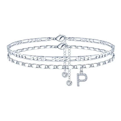 【2 Pack】 - Initial Letter Pendant Anklets Set