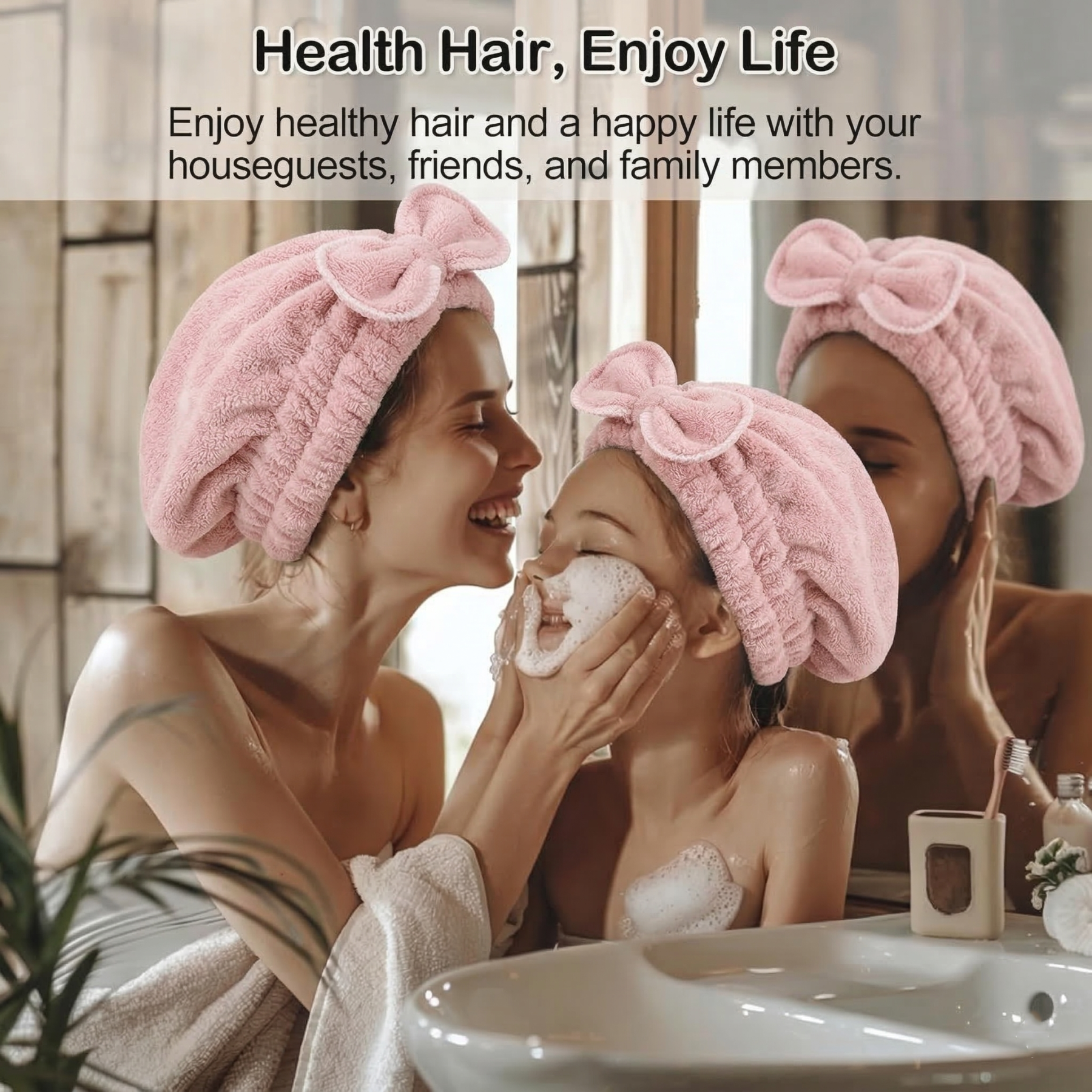 🔥BUY 2 GET 1 FREE TODAY  & Ultra-Plush Anti-Frizz Hair Towel Caps