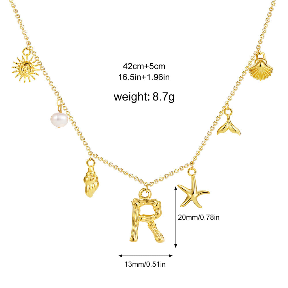 ✨Last Day Promotion 49% OFF -🌊Shell Starfish Initial Letter Pendant Necklaces