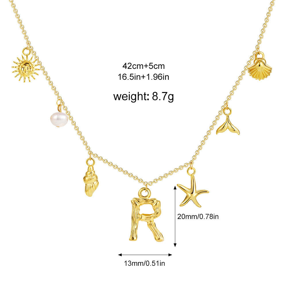 ✨Last Day Promotion 49% OFF -🌊Shell Starfish Initial Letter Pendant Necklaces