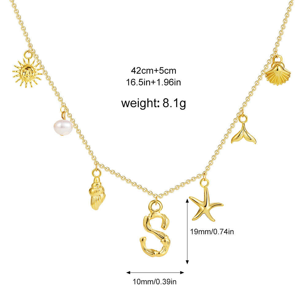 ✨Last Day Promotion 49% OFF -🌊Shell Starfish Initial Letter Pendant Necklaces