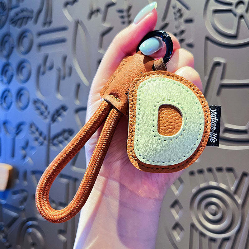 Creative Cartoon Leather 26 Letters Keychain