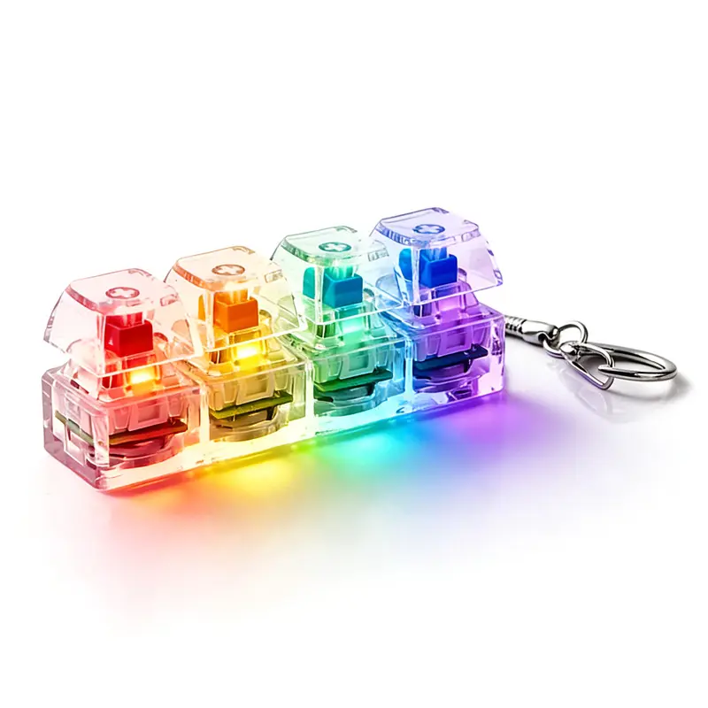 Mini Mechanical Keyboard Clicker Keychain with RGB LED Lights