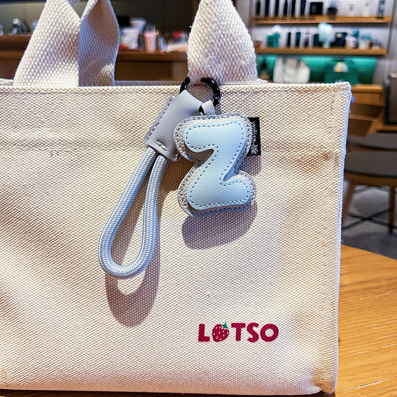 Creative Cartoon Leather 26 Letters Keychain