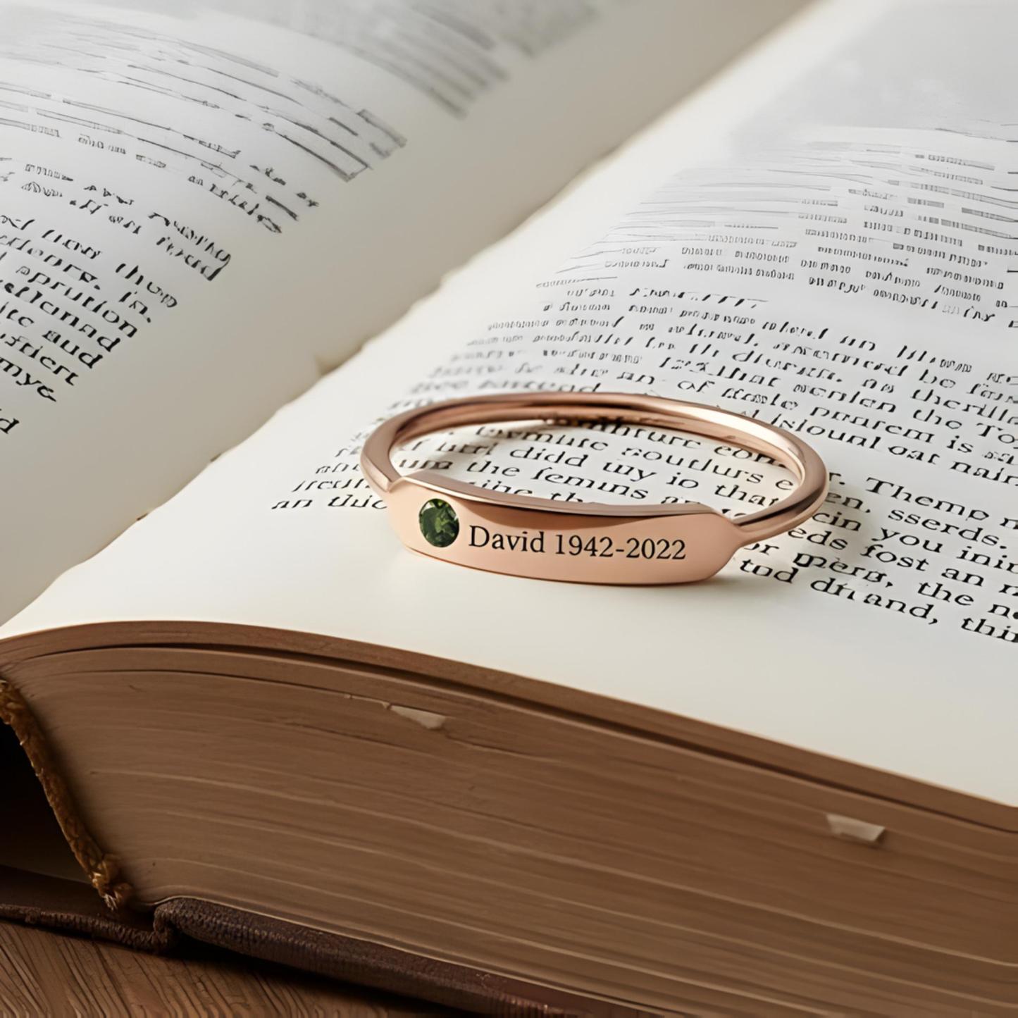 Personalized Birthstone Name Memorial Ring