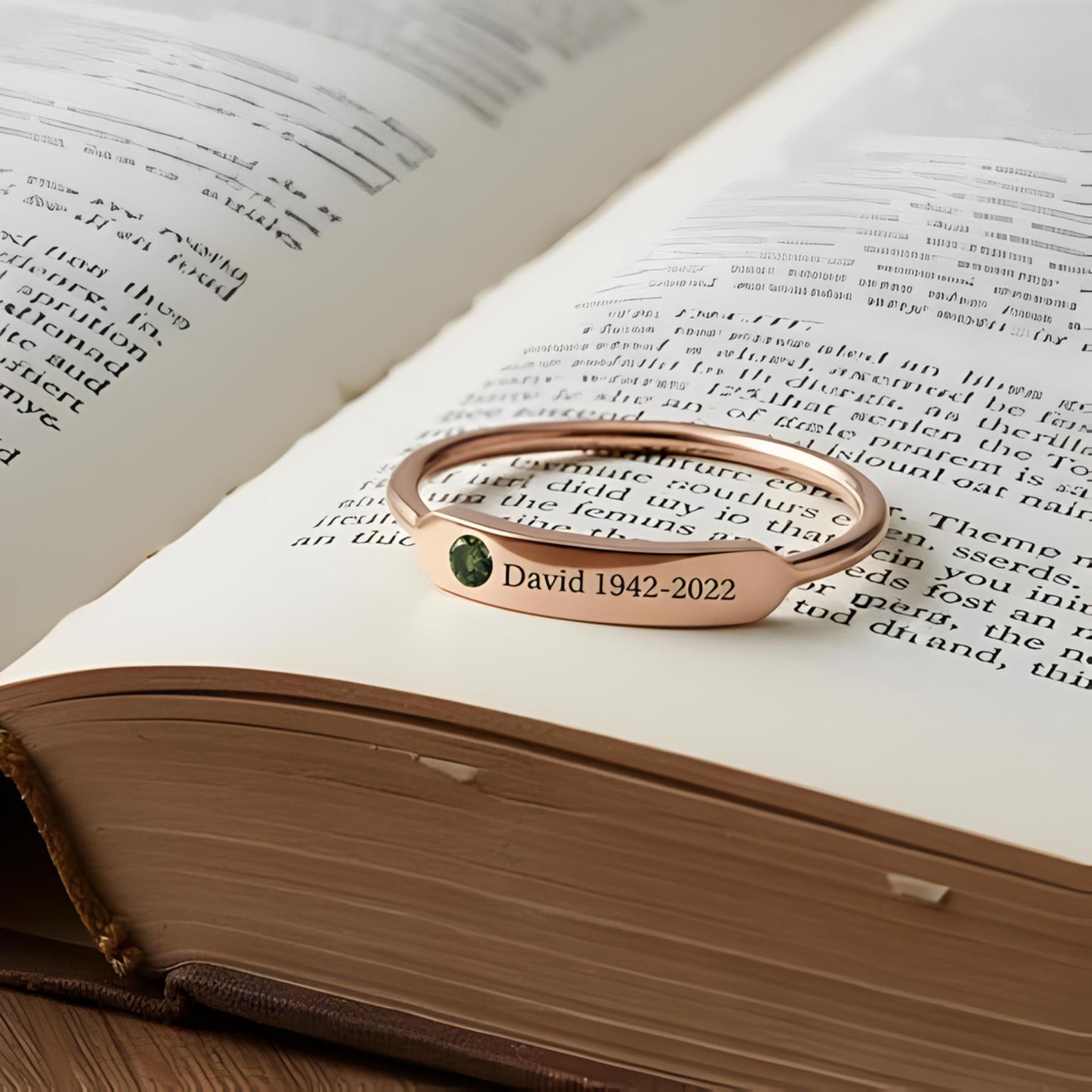 Personalized Birthstone Name Memorial Ring