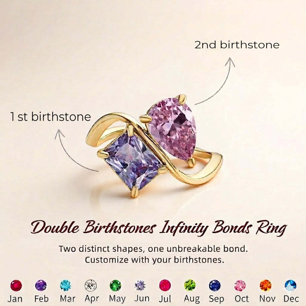 Final Sale🔥-Double Birthstones Infinity Bonds Ring[Last Day!]