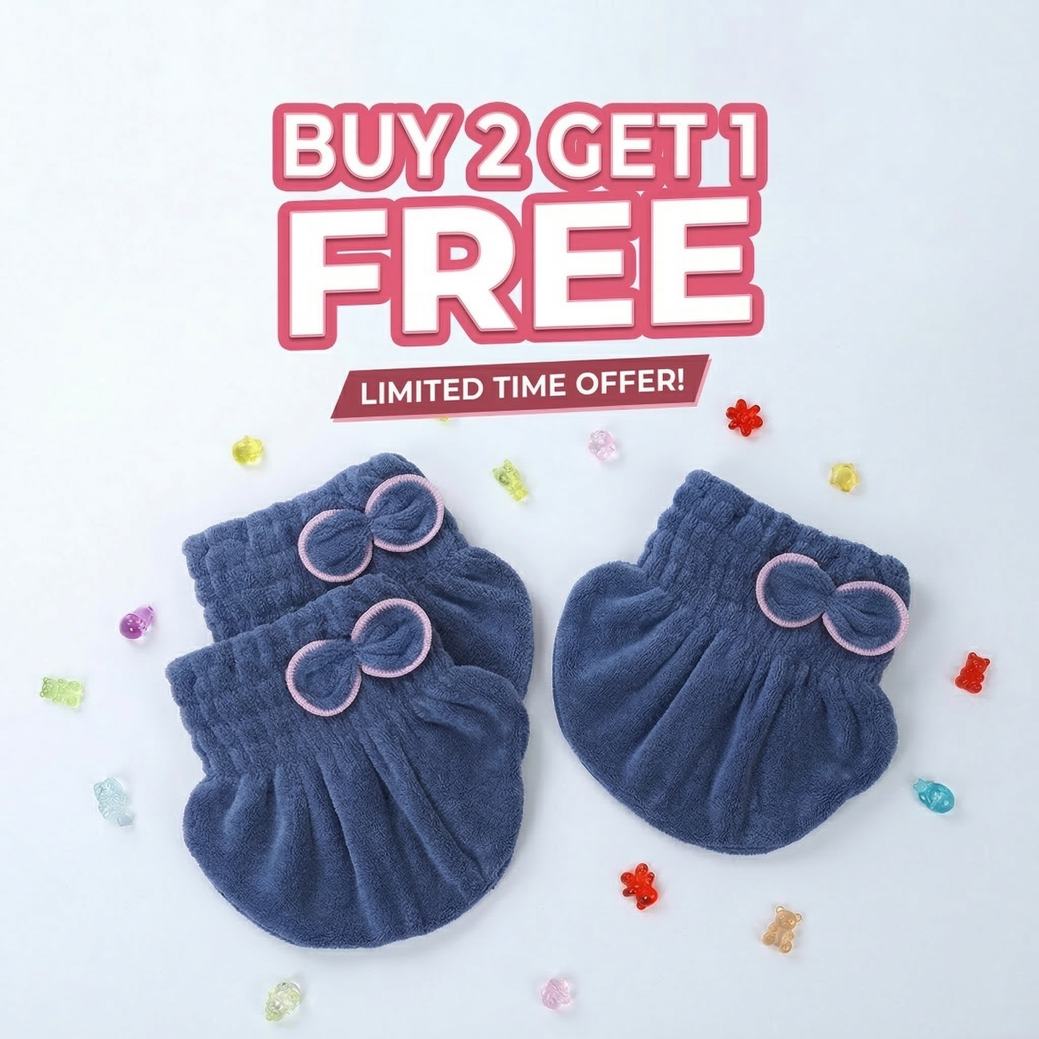 🔥BUY 2 GET 1 FREE TODAY  & Ultra-Plush Anti-Frizz Hair Towel Caps