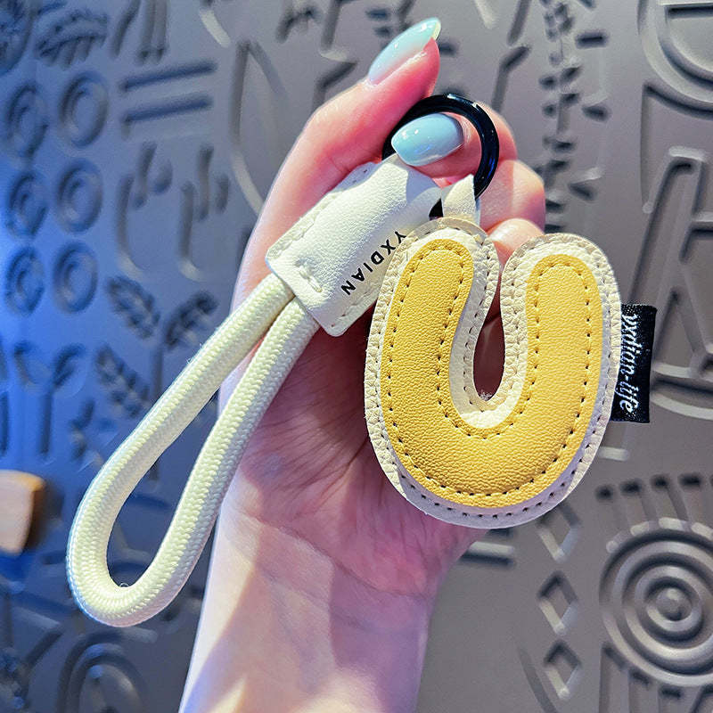 Creative Cartoon Leather 26 Letters Keychain