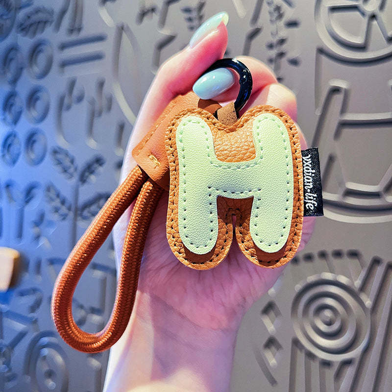 Creative Cartoon Leather 26 Letters Keychain